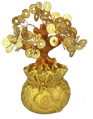 GMMH Feng Shui Glücksbaum Geldbaum Bonsai Pfennigbaum Handarbeit (20 cm)