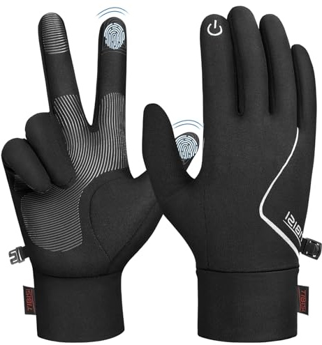 PULIOU Handschuhe Kinder Reithandschuhe Winter Warme Fahrradhandschuhe Anti-Rutsch Winddicht Leichte Touchscreen Wasserdicht Laufhandschuhe für Jungen Mädchen 4-12 Jahre, TM11-L(8-10Jahre)