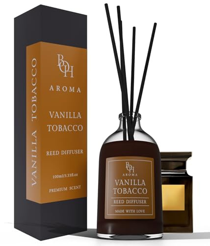 Raumduft Vanilla Tobacco | Reed Diffuser mit 5 Duftstäbchen | 100ml | Lufterfrischer mit Duftstäbchen für die Wohnung | Diffuser mit Stäbchen | Raumduft inspiriert von Luxusparfums