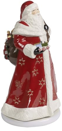 Villeroy & Boch Christmas Toys Memory Santa drehend, Santa Claus Figur mit Drehfunktion, Hartporzellan, Metall, bunt