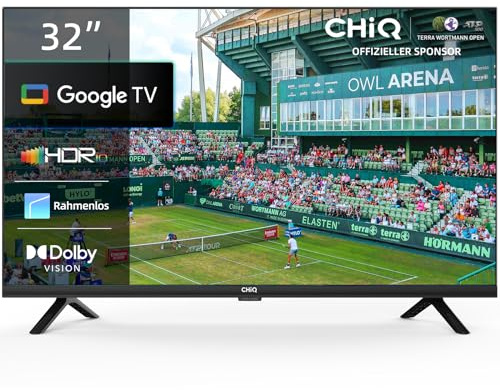 CHiQ TV L32G7V,32 Zoll Fernseher, HD Smart TV, Google TV, Google Assistent，HDR,Google Play, Chromecast eingebaut, Dolby Audio,Triple-Tuner(DVB-T2/S2/C), Bluetooth,WiFi/HDMI/USB/CI+ [Energieklasse F]