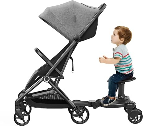 Kinderwagen-Fußstütze, Kinderwagen-Skateboard mit Sitz, Buggy Board, trittbrett für kinderwagen universal, max. Belastung 25 kg, für Kinderwagen Universal