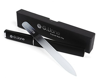 G.Liane Nagelfeile Glas - Kristall Glasnagelfeile Doppelseitig - Glasfeile mit schönen Etui - Sanfte Maniküre & Pediküre Für Natur & Acrylnägel Geschenkbox Desig (Rainbow Schwarz)