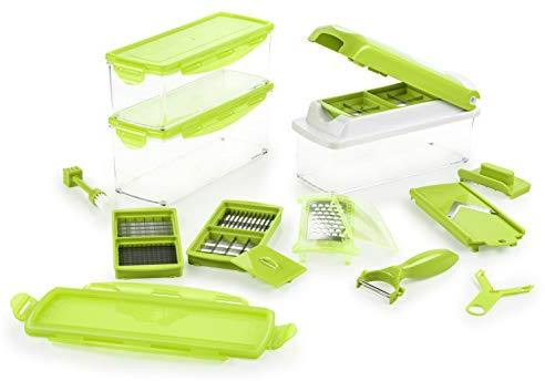 Genius Nicer Dicer Plus | 18 Teile | Kiwi | Alles-Schneider | Obst- und Gemüseschneider