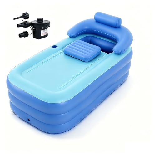 Bidesen Aufblasbare Badewanne Erwachsene | Elektrische Pumpe & 3 Kammern Design | Tragbare Faltwanne für Bad, Balkon & Camping