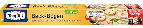 Toppits Backpapier-Bögen - 1 x 20 Stück, 42 x 38 cm, Antihaft, Rutschfest, FSC zertifiziert, Ideal für Backofen, Airfryer und Dampfgarer
