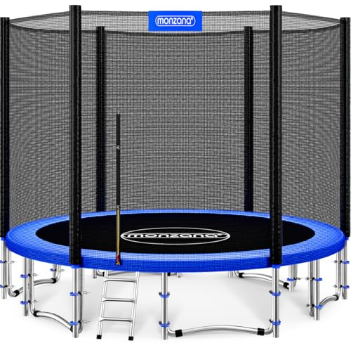 Monzana® Trampolin Ø 183/244/305/366/427 cm TÜV SÜD GS Zertifiziert Komplettset inkl. Sicherheitsnetz Leiter Randabdeckung Kindertrampolin Gartentrampolin