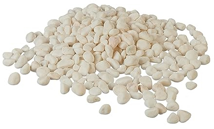 Relaxdays Marmorkies, 5kg, Dekosteine, 5-15mm, Kieselsteine, Gartenkiesel, Beet, Blumentopf, Grab, Zierkies, weiß