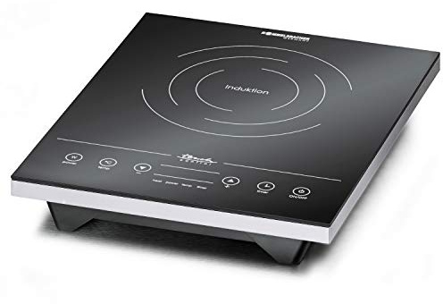 ROMMELSBACHER CT 2010/IN Einzelkochplatte Induktion - Glaskeramik, Topferkennung, energiesparend, Touch Sensoren, LED Display, 60-240 Grad, Timer, Abschaltautomatik, Restwärmeanzeige, 2000 W