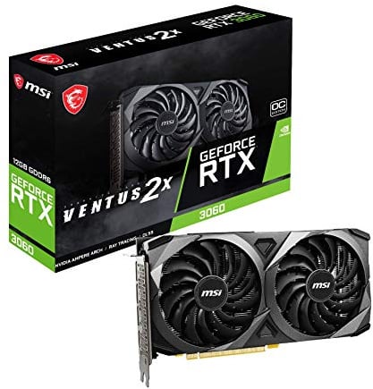MSI GeForce RTX 3060 Ventus 2X 12G OC, Gaming Grafikkarte - NVIDIA RTX 3060, 12GB GDDR6 Speicher, 192-bit, 15 Gbps