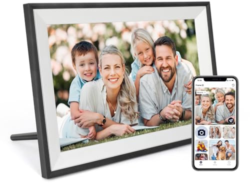 Digitaler Bilderrahmen 10.1 Zoll WLAN Digitale Bilderrahmen IPS HD Touchscreen Smart Cloud Fotorahmen, Auto-Rotate, einfache Einrichtung zum Teilen von Fotos oder Videos aus der Ferne über die AiMOR