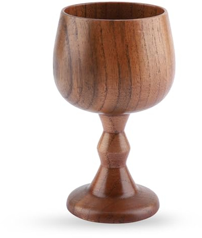 Natudeco Hölzerner Rotweinkelch, Hölzerner Weinbecher, Vintage-Stil, Heiliger Gral, Kelch, Kelch, Massivholz, Haushalt, Kommunionkelch Für Zuhause, Party