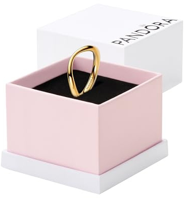 PANDORA Essence Organisch Geformter Bandring aus Sterling Silber mit vergoldeter Metalllegierung, Größe: 58, 163314C00-58