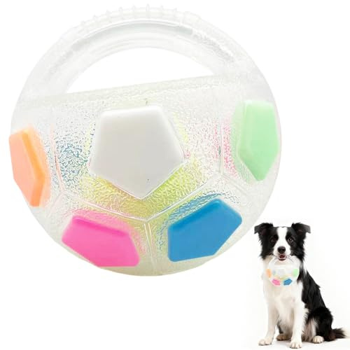 Wxeadu Dog Calming Ball, Hundeball mit Handle, Antistressball Hund, Ball Hund Unzerstörbar mit Quietscher, Interaktives Spielzeug für kleine, mittlere & große Hunde, Indoor/Outdoor (Weiß)