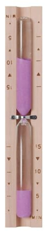 Dewello® Sauna Sanduhr 15 Minuten aus 100% Pinie + 2 Schrauben, vorgebohrt - Glas robust & hitzebeständig - Kontrastfarbe Pink - Sauna Zubehör