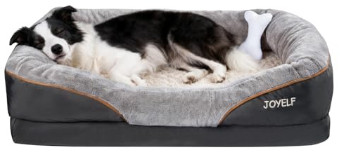 JOYELF Großes Hundebett Memory Foam orthopädisches Hundebett & Hundesofa mit abnehmbarem waschbarem Bezug und Quietschspielzeug als Geschenk