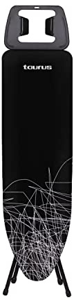 Taurus Argenta Black | Bügelbrett | 3 Höhen bis 81 cm | Halterung für Dampfbügelstation | Bezug 100% Baumwolle | Maße 32 x 110 cm | rutschfest