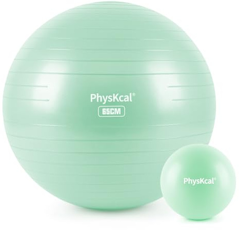 PhysKcal 65cm Light Turquoise Dicker Gymnastikball und 23 cm Pilatesball Set, Anti Burst Gymnastikball, Anti-Rutsch-Sitzball, Balanceball, Yogaball für Zuhause, Fitnessstudio und Büro