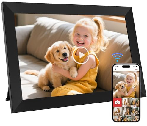 10,1 Zoll WiFi Digitaler Bilderrahmen mit eingebautem 64GB Speicher, Einem 1280x800 IPS LCD Touchscreen, Automatischer Dreh- und Audiofunktion, Einfache und schnelle Freigabe von Bildern und Videos