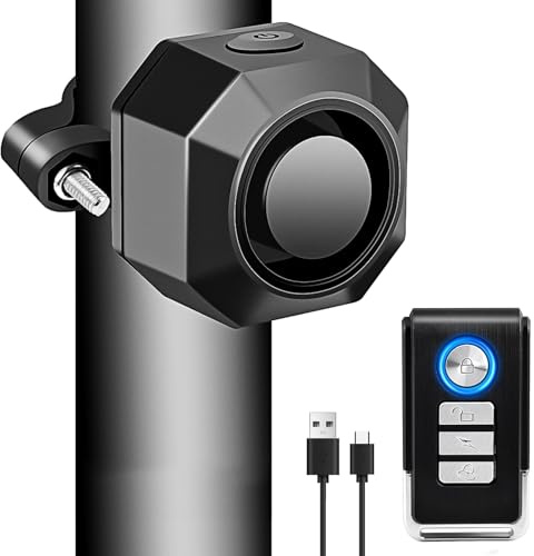 NineLeaf Fahrrad Alarmanlage mit USB Wiederaufladbar, Fahrrad Alarm mit Halterung, Fahrrad Alarmanlage Ebike, 110dB Einbrecher Vibration Motorrad Alarm Sicherheitssystem Wasserdicht Mobilität Roller