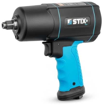 Stix Schlagschrauber Druckluft STT-19 1/2 - Max. Lösemoment 1900 Nm - Druckluftschrauber mit Hochleistungs-Doppel-Hammer-Schlagwerk und Vibrationsarm