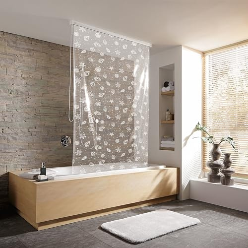 Kleine Wolke 3321114747 Duschrollo für Kleine Wolke-Leerkassette, 128 x 240 cm, Muschelmotiv weiß