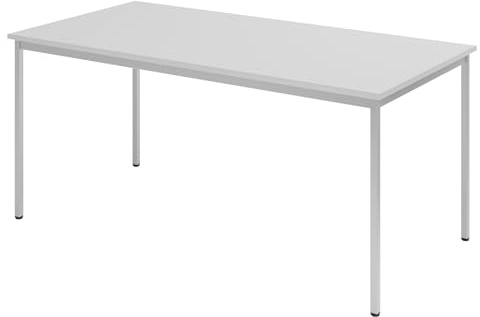 bümö Tisch, Multifunktionstisch 160 x 80 cm in grau - Besprechungstisch, Konferenztisch, Meetingtisch, Mehrzwecktisch, Pausentisch, Besprechungsraum, Meetingraum, Pausenraum