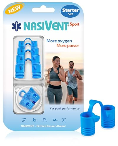 Nasivent Sport Starter Set Sky Blue – Nasendilatator & Nasenspreizer für Sport & Training (5 Größen XS–XL) – freiere Nasenatmung beim Laufen & Fitness – wiederverwendbare Alternative zu Nasenpflaster