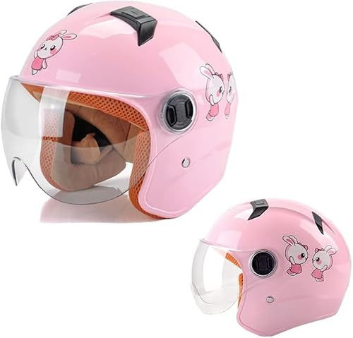 Kinder Motorradhelm, Jungen und Mädchen Rollerhelm, Mofa Helm, jethelm mit Sonnenblende, Fahrradhelm, 48-56cm, für 5 Jahre - 12 Jahre Kid