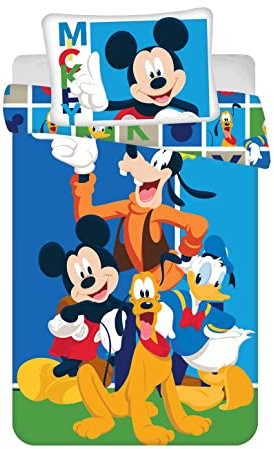 JFabrics Baby-Bettwäsche-Set mit Bettbezug und Kissenbezug, für Jungen und Kinder, mit Donald Duck und Pluto