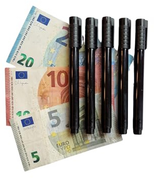 Fortoo Set mit 5 falschen Euro-Banknoten-Stiften, Geldscheinstiften, Geldscheinerkennung, Geldscheinmarker, Geldscheinmarker
