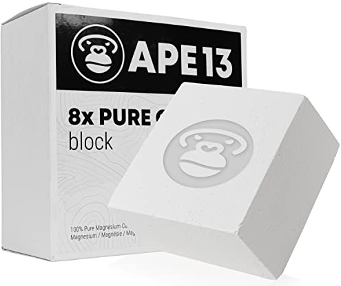 APE13® Magnesia Block (8 x 56g oder 1 x 56g) | Magnesium/Chalk/Kreide | für Klettern, Bouldern, Turnen, Gewichtheben, Fitness, Kraftsport, Gym | 100% Grip und trockene Hände (8 x 56g Chalk Block)