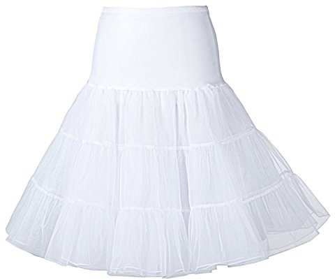 Boolavard 1950's 26" Petticoat Reifrock Unter Rock Unterrock Underskirt Crinoline Röcke Vintage Swing Oktoberfest Kleid - Rot, Schwarz, Weiß, Blau, Rosa (S-M, Weiß)