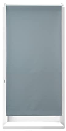 Relaxdays Verdunkelungsrollo, Hitzeschutz, Thermo Rollo Klemmfix, blickdichtes Seitenzugrollo 70x210, Stoff 66 cm, grau