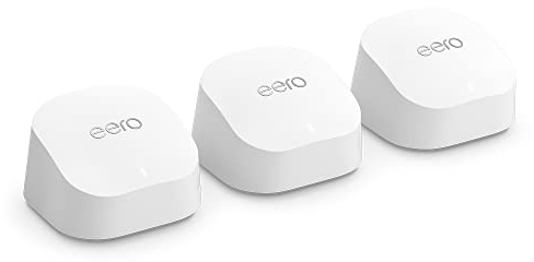 Amazon eero 6+ Mesh-WLAN-Router | 1-Gbit/s-Ethernet | Bis zu 420 m² Abdeckung | Für Verbindungen mit über 75 Geräten | Dreierpack | 2022