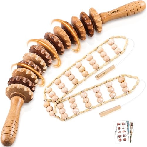 Massageroller Rücken Mit Griff Maderotherapie Set Anti Cellulite Massage | 2 Stück Massagegerät Holz Faszienrollen Lymphdrainage Geeignet Für Nacken,Beine,Rücken,Körper,Cellulite Gerät Holzfarbe