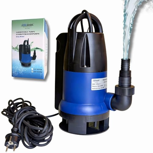 CHM GmbH® Schmutzwasserpumpe 555 Watt, Tauchpumpe 10.000 L/h 0,7 Bar Druck >>7m Förderhöhe