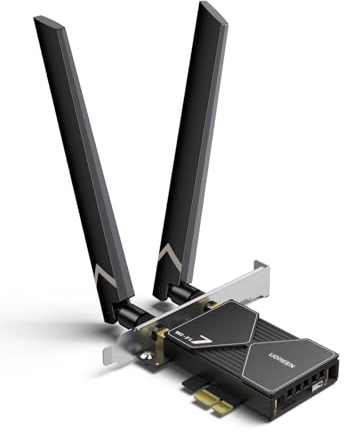 UGREEN BE6500 WiFi 7 WLAN Karte Netzwerkkarte PCIe WLAN Karte | WiFi 7 mit MLO & 6GHz Tri-Band, Einfache Installation, Bluetooth 5.4, flexible Antennen, WPA3. Kompatibel mit Windows 11.