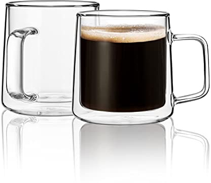 CNGLASS Doppelwandige Latte Macchiato Gläser (Set 2x300ml), Kaffeegläser mit Griff,Klare Isolierte Kaffeetassen Glas für Latte, Cappuccino, Teebeutel
