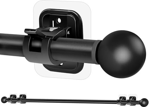 Gardinenstange halterung Ohne Bohren 77-151 cm, Vorhangstange ohne Bohren, Ausziehbar gardinenstangenhalter Schwarz, curtain rod Edelstahl, Schlafzimmer, Wohnzimmer, Küche, Badezimme, und Wohnmobil