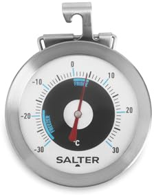 Salter Kühlschrankthermometer mit haken, Temperaturbereich von -30 bis 30 °C, Thermometer zum Aufhängen im Kühlschrank, Gefrierschrank, Tiefkühltruhe, Weinkühlschrank, Minibar, Analog
