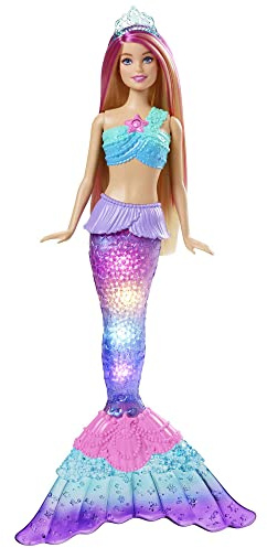 Barbie Dreamtopia Zauberlicht Meerjungfrau Puppe mit blonden Haaren, Barbiepuppe mit Meerjungfrauenschwanz, geeignet als Geschenk für Kinder ab 3 Jahren, HDJ36