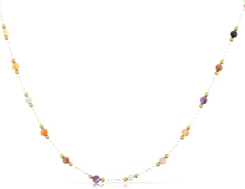 Made by Nami Perlenkette Damen Bunt aus Edelstahl Wasserfester Schmuck Geschenke für Frauen