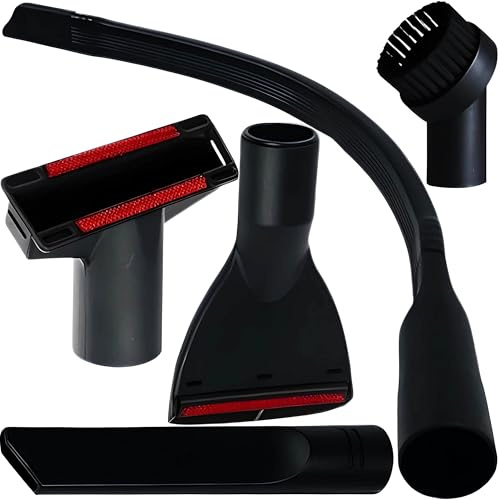 Retoo Staubsauger Aufsatz Set 5-teilig, 32 mm, Fugen- und Polsterdüse | ABS, Rund-, Flach- und flexible Düse, für Böden, Möbel, Polster und Auto, schwarz