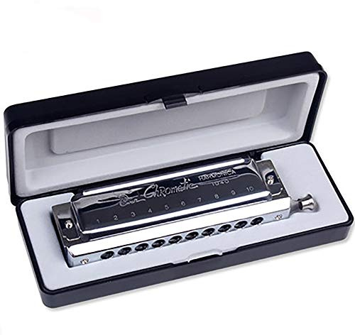Swan Chromatische Mundharmonika C key mit 10 Löcher 40 Töne Professional Mundharmonika für professionelle Spieler, Anfänger, Erwachsene,Studenten, als bestes Geschenk