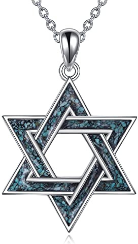 YFN Davidstern Halskette Sterling Silber Türkis Anhänger Kette Jüdischer Stern chmuck Geschenke für Damen Herren
