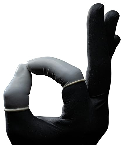 AMPRI Latex Fingerlinge, 100 Stk im Beutel, Größe M, Size 3, Med-Comfort: gerollter Fingerschutz aus Latex in den Größen S, M, L, XL erhältlich