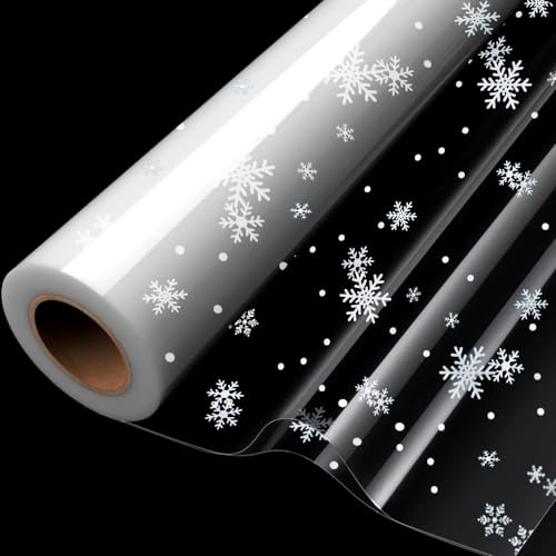 Doppelt gefaltete Zellophan-Rolle 20 m × 84 cm, Schneeflocke, Zellophan-Papierrolle für Körbe, Lebensmittel, Geburtstagsgeschenke, Blumen und Bastelarbeiten, Muttertagsverpackung