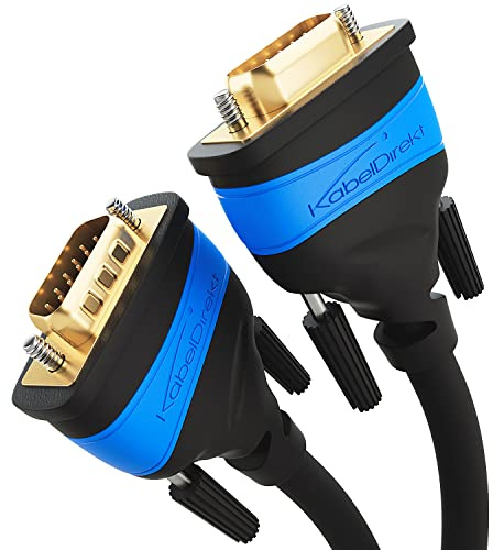 KabelDirekt – 10m – VGA Monitor Kabel, höchste Bildqualität – In Deutschland entwickelt (VGA-Stecker auf Stecker, verbindet PC mit Bildschirm/Beamer, D-Sub 15, für Full HD/1080p, schwarz)