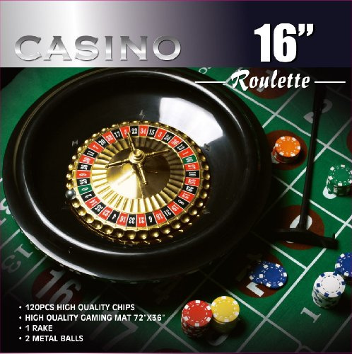 DA VINCI Roulette-Rad-Spiel-Set mit 120 11,5-g-Chips, Filz-Layout in voller Größe, 90 x 150 cm und Rechen